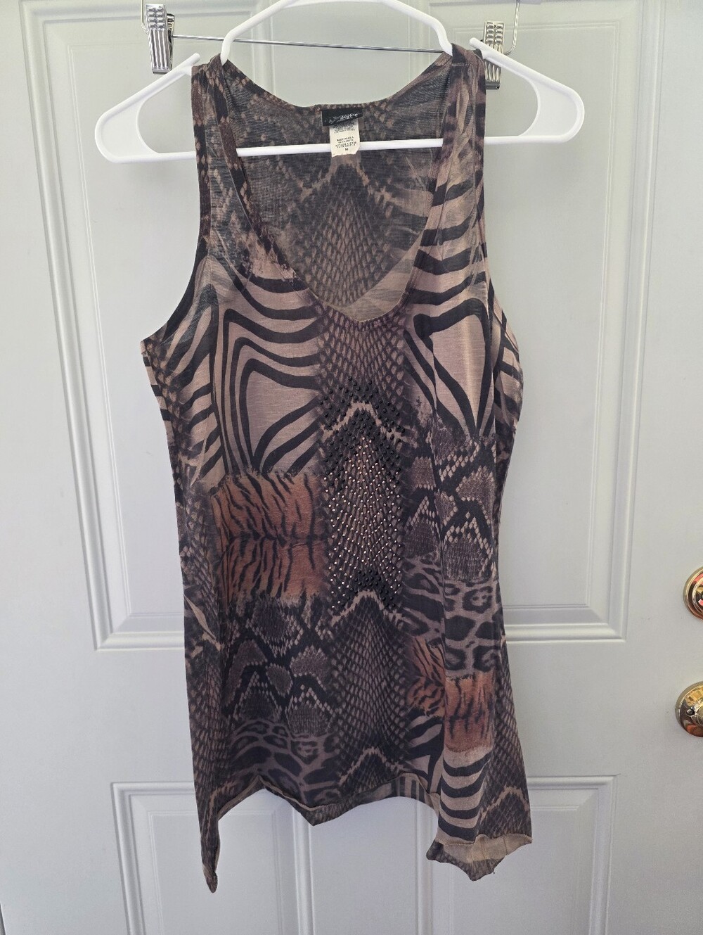 Daytrip Animal Print Tank Top - Brown & Black Size Medium